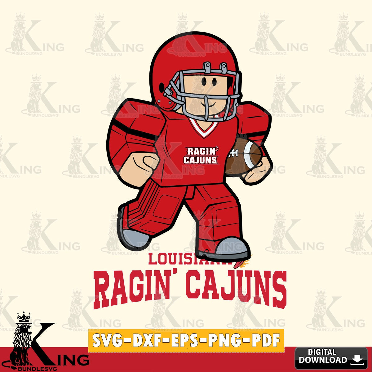 Louisiana Ragin' Cajuns Roblox Player Rugby SVG file , NCAA Cricut,  File cut , Digital Download , PDF File