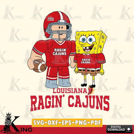 Louisiana Ragin' Cajuns Roblox & Spongebob Football SVG file , NCAA Cricut,  File cut , Digital Download , PDF File