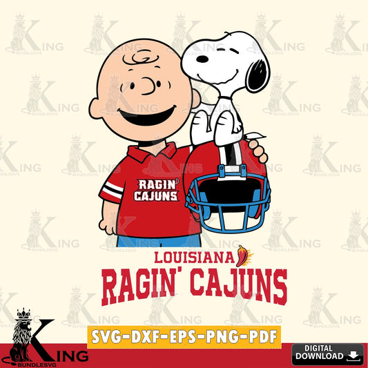 Louisiana Ragin' Cajuns Snoopy On Helmet SVG, Cricut, Cut file  , Digital Download , Instant Download, Peanuts svg, NCAA svg, Football svg, Sport svg