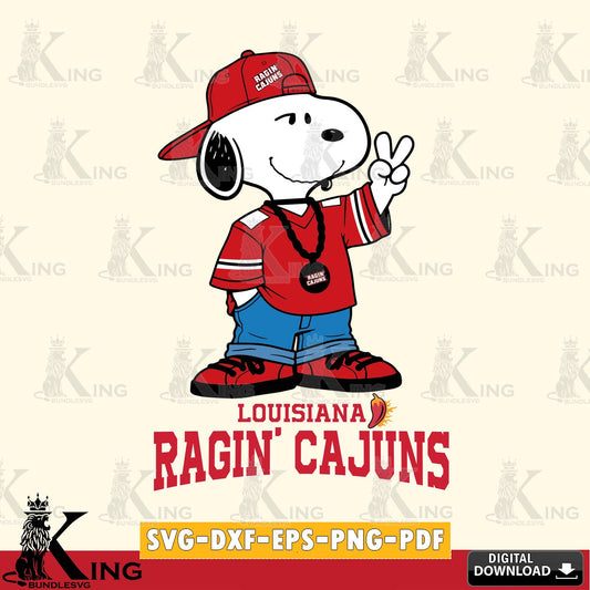 Louisiana Ragin' Cajuns Snoopy Say hi SVG, Cricut, Cut file  , Digital Download , Instant Download, Peanuts svg, NCAA svg, Football svg, Sport svg