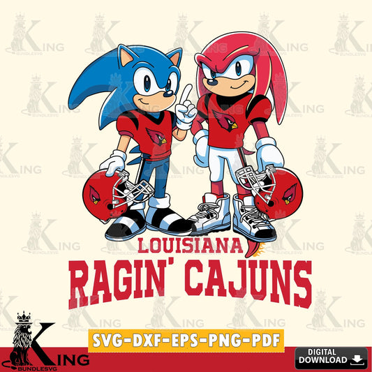 Beautiful illustration of Louisiana Ragin' Cajuns Sonic And Knuckles Football vector illustration for POD merchandise and apparel
