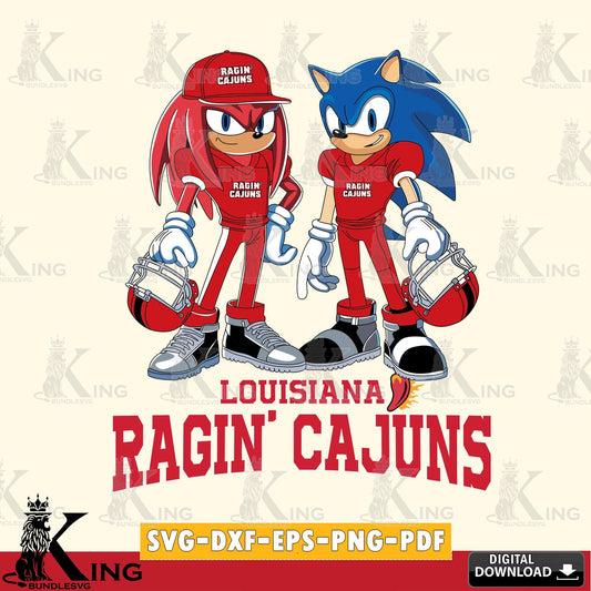Detailed illustration of Louisiana Ragin' Cajuns Sonic And Knuckles football player, printable vector design for sublimation and