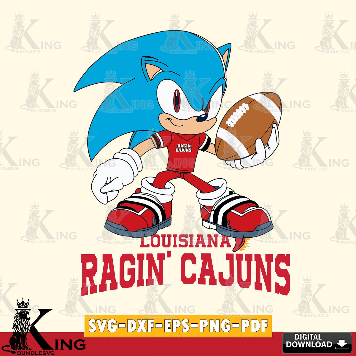 Louisiana Ragin' Cajuns Sonic Rugby SVG file, Vector , Digital Download , PDF File , Instant Download