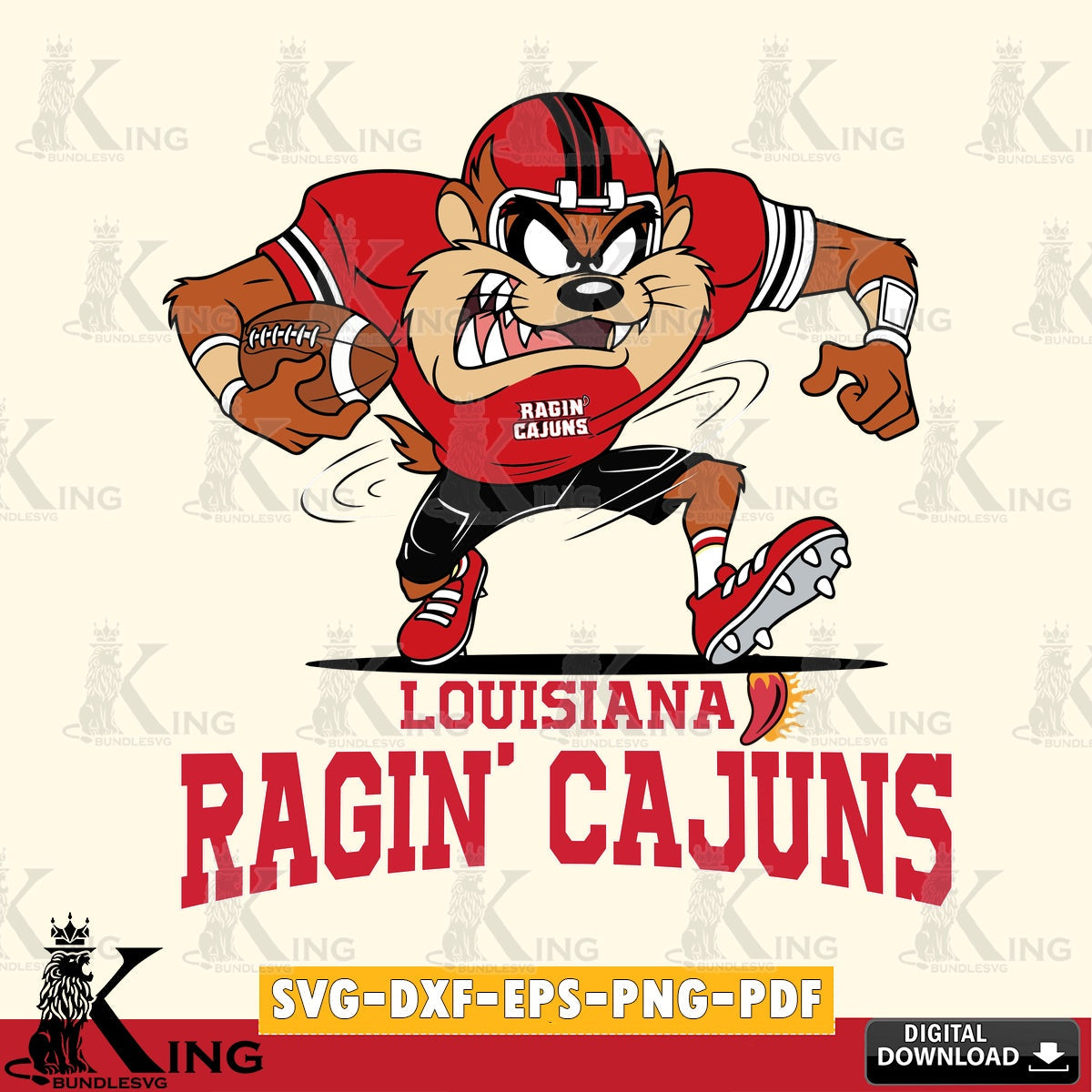 Louisiana Ragin' Cajuns Taz Football Helmet SVG file, Cut file  , Digital Download , Instant Download, Taz svg, NCAA svg