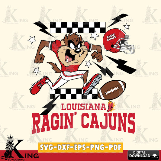 Louisiana Ragin' Cajuns Taz Football Lightning SVG file, Cut file  , Digital Download , Instant Download, Taz svg, NCAA svg