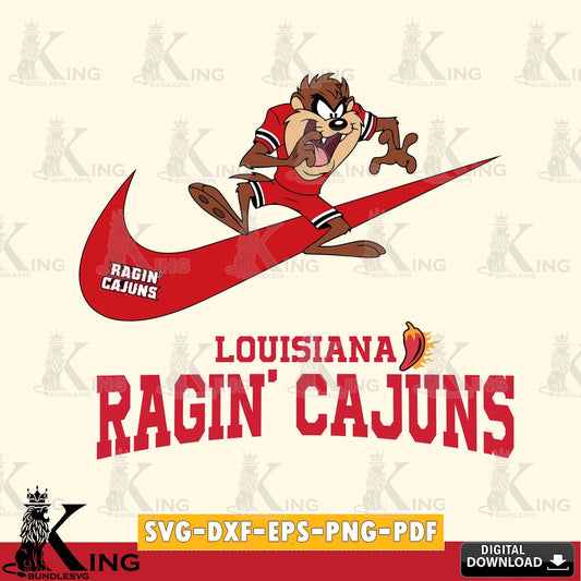 Louisiana Ragin' Cajuns Taz Football Nike SVG file, Cut file  , Digital Download , Instant Download, Taz svg, NCAA svg