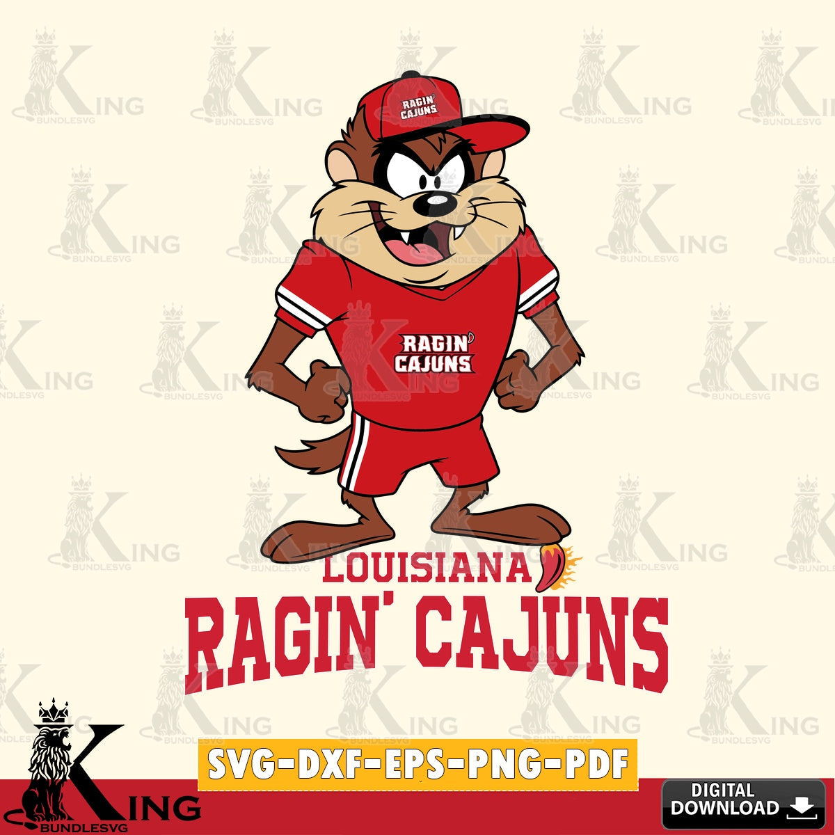 Louisiana Ragin' Cajuns Taz Standing Pose SVG file, Cut file  , Digital Download , Instant Download, Taz svg, NCAA svg