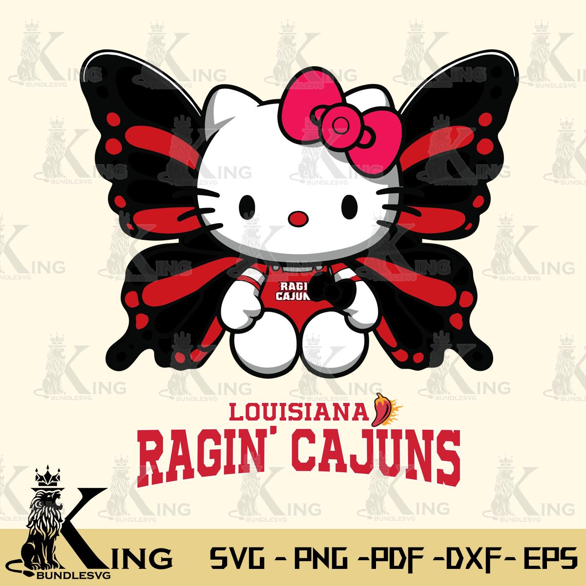 Louisiana Ragin' Cajuns Butterfly Kitty Delight Svg Eps Dxf Png File, Digital Download