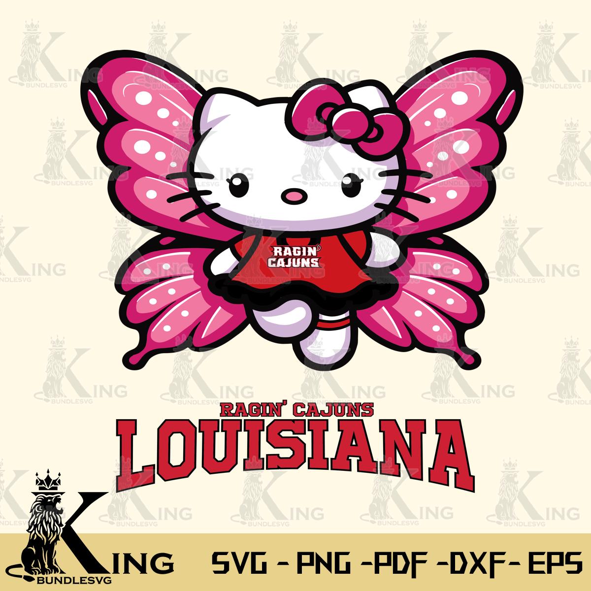 Louisiana Ragin' Cajuns Hello Kitty Dreamscape Svg Eps Dxf Png File, Digital Download