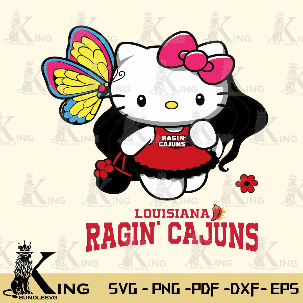 Louisiana Ragin' Cajuns Kitty Cartoon Svg Eps Dxf Png File, Digital Download