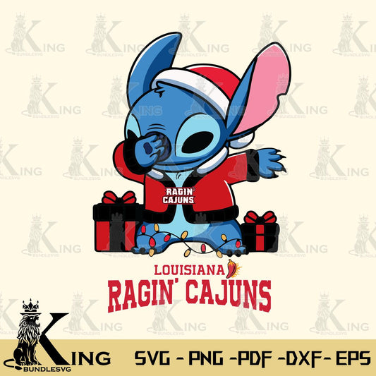 Louisiana Ragin' Cajuns Stitch Merry Christmas Svg Eps Dxf Png File, Digital Download