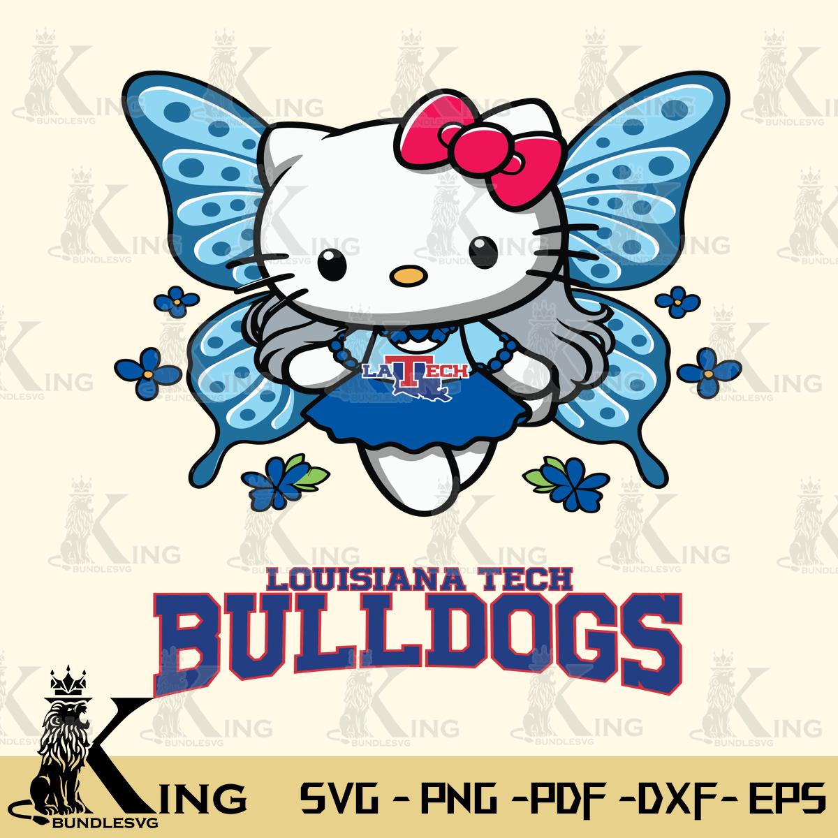 Louisiana Tech Bulldogs Butterfly Kitty Charm Svg Eps Dxf Png File, Digital Download