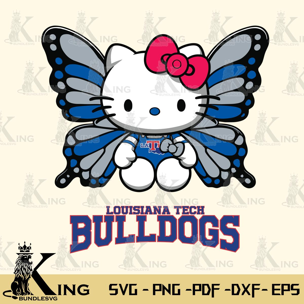 Louisiana Tech Bulldogs Butterfly Kitty Delight Svg Eps Dxf Png File, Digital Download