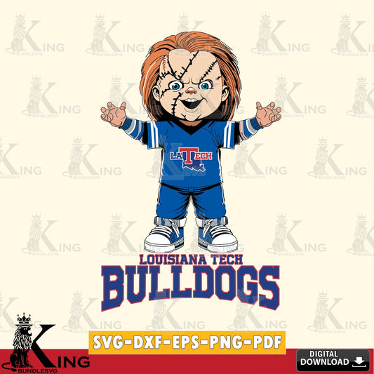 Custom design featuring Louisiana Tech Bulldogs Chucky Football, a digital download for Cricut Maker and paper crafts.