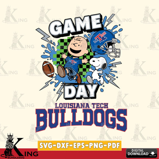 Louisiana Tech Bulldogs Game Day Peanuts SVG, Cricut, Cut file  , Digital Download , Instant Download, Peanuts svg, NCAA svg, Football svg, Sport svg