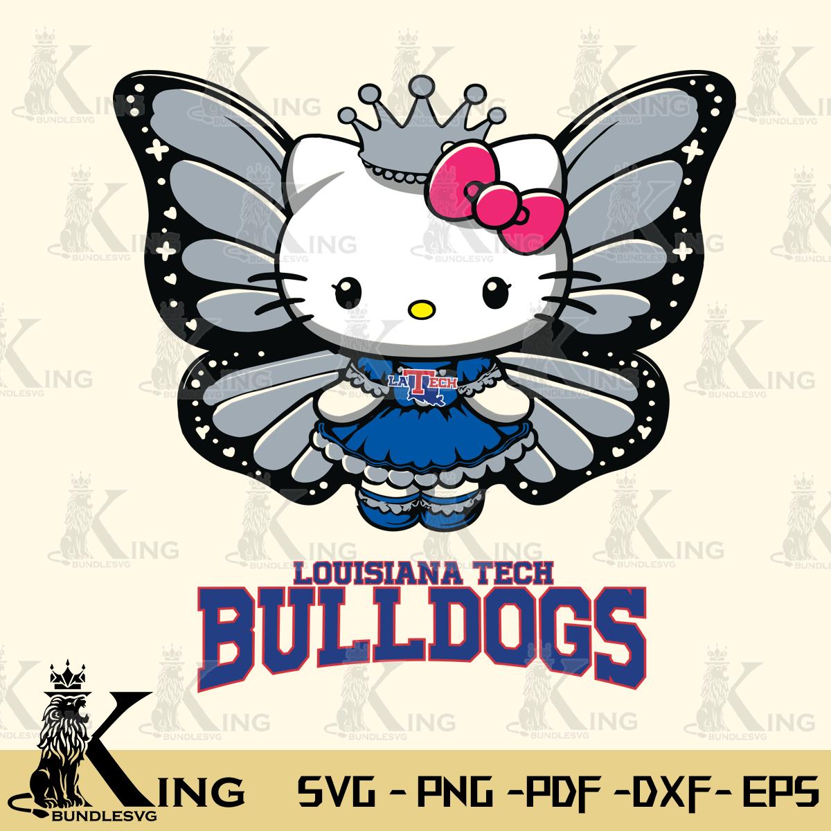 Louisiana Tech Bulldogs Kitty Wings & Flowers Svg Eps Dxf Png File, Digital Download