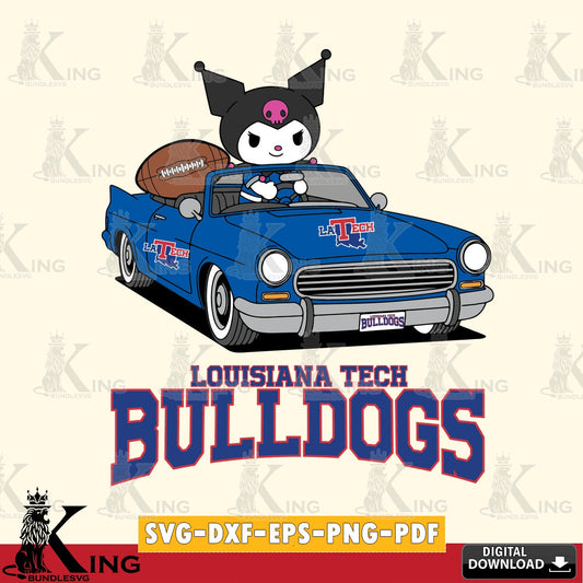 Louisiana Tech Bulldogs Kuromi Car Football Game SVG file, Cricut, Cut file  , Digital Download , Instant Download, Sanrio svg, Clipart
