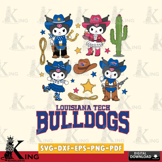 Louisiana Tech Bulldogs Kuromi Cowboy Western SVG file, Cricut, Cut file  , Digital Download , Instant Download, Sanrio svg, Clipart