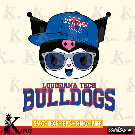 Louisiana Tech Bulldogs Kuromi Football Cool SVG file, Cricut, Cut file  , Digital Download , Instant Download, Sanrio svg, Clipart