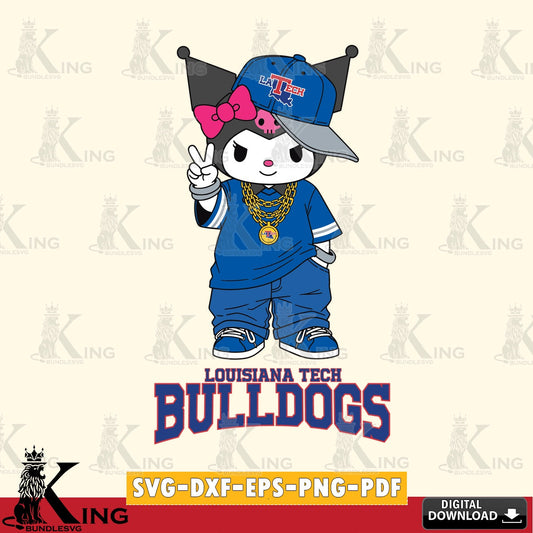 Louisiana Tech Bulldogs Kuromi Streetwear Style SVG file, Cricut, Cut file  , Digital Download , Instant Download, Sanrio svg, Clipart