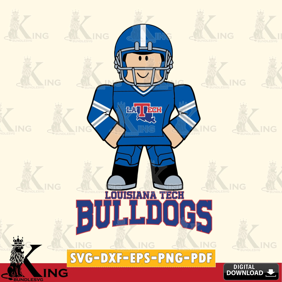 Louisiana Tech Bulldogs Roblox Cool Football SVG file , NCAA Cricut,  File cut , Digital Download , PDF File