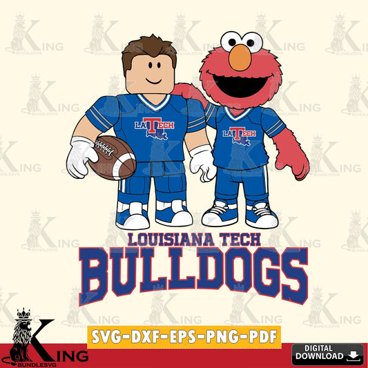 Louisiana Tech Bulldogs Roblox & Elmo Football SVG file , NCAA Cricut,  File cut , Digital Download , PDF File