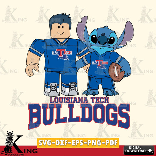 Louisiana Tech Bulldogs Roblox & Stitch Football SVG file , NCAA Cricut,  File cut , Digital Download , PDF File