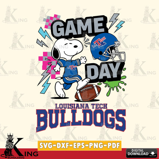 Louisiana Tech Bulldogs Snoopy Game day SVG, Cricut, Cut file  , Digital Download , Instant Download, Peanuts svg, NCAA svg, Football svg, Sport svg