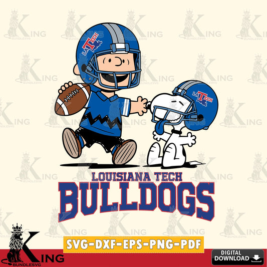 Louisiana Tech Bulldogs Snoopy and Peanut Fun SVG, Cricut, Cut file  , Digital Download , Instant Download, Peanuts svg, NCAA svg, Football svg, Sport svg