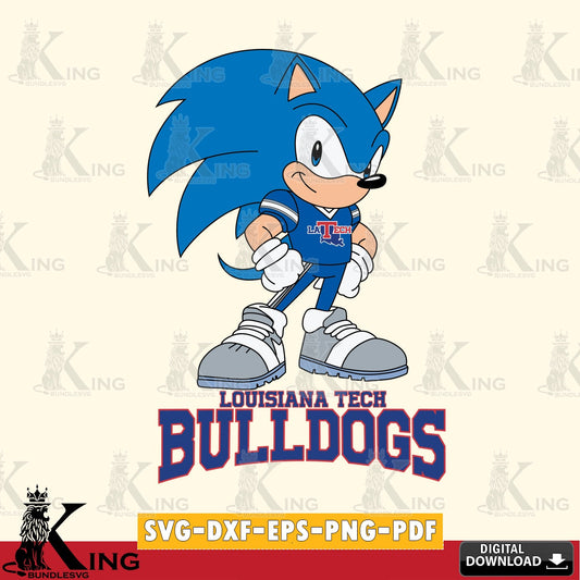 Custom design featuring Louisiana Tech Bulldogs Sonic Football Star Mascot SVG cut file for personalized gifts and laser projects