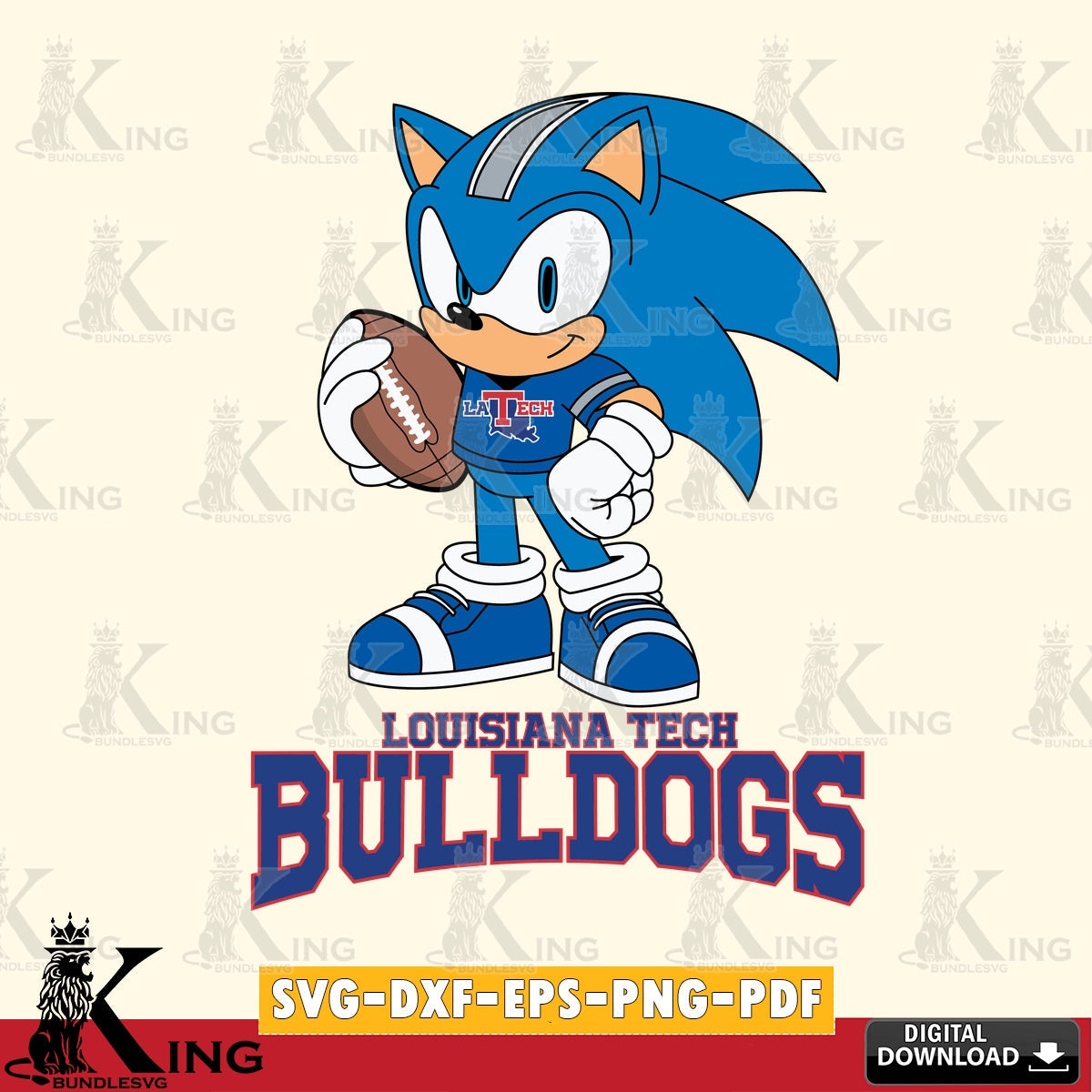 Stylish representation of Louisiana Tech Bulldogs Sonic Game Day Ready SVG cut file for personalized gifts and laser projects