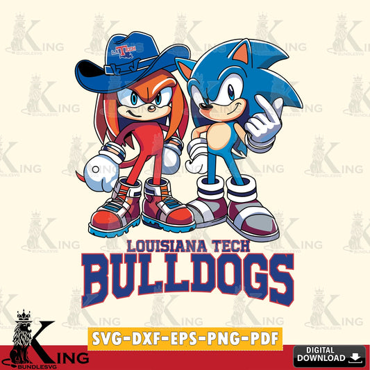 Digital download featuring Louisiana Tech Bulldogs Sonic & Knuckles football mascot, a high-quality vector for DIY scrapbooking