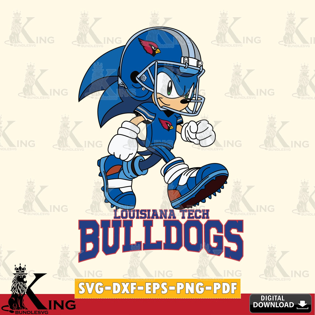 Louisiana Tech Bulldogs Sonic Ready Football SVG file, Vector , Digital Download , PDF File , Instant Download