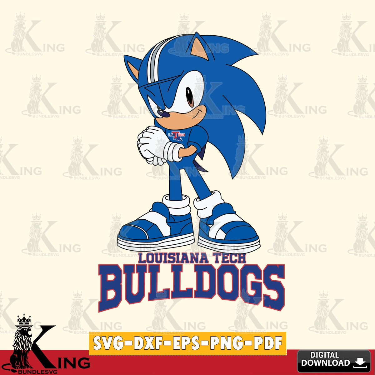 Unique artwork depicting a cute Louisiana Tech Bulldogs Sonic Football, a high-quality vector for DIY scrapbooking and home decor