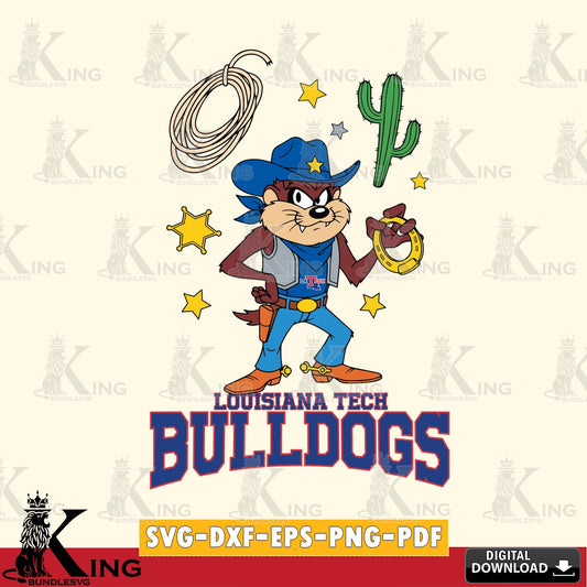 Louisiana Tech Bulldogs Taz Cowboy Western SVG file, Cut file  , Digital Download , Instant Download, Taz svg, NCAA svg