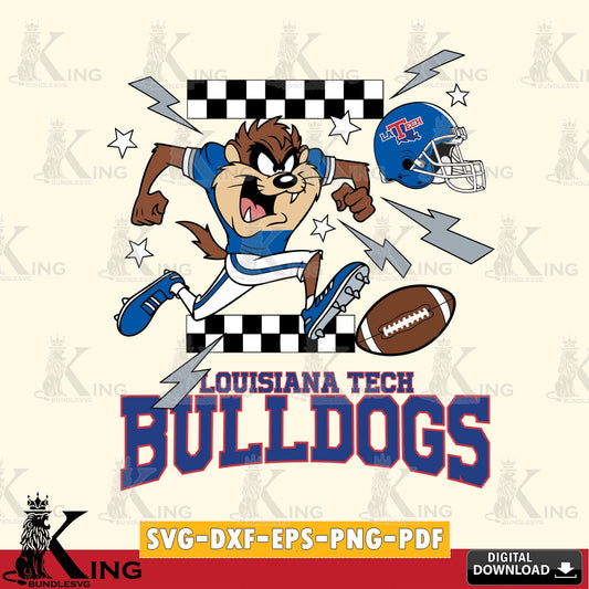 Louisiana Tech Bulldogs Taz Football Lightning SVG file, Cut file  , Digital Download , Instant Download, Taz svg, NCAA svg