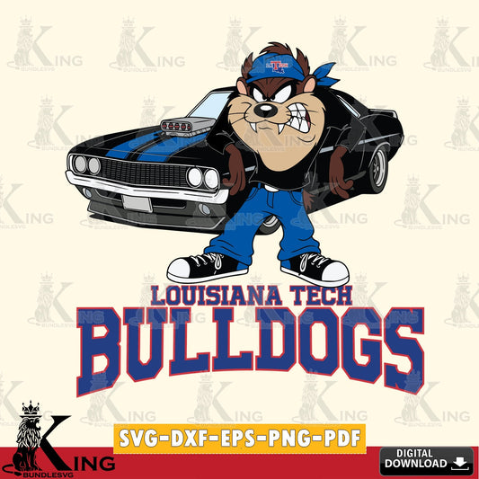 Louisiana Tech Bulldogs Taz Racing Car SVG file, Cut file  , Digital Download , Instant Download, Taz svg, NCAA svg