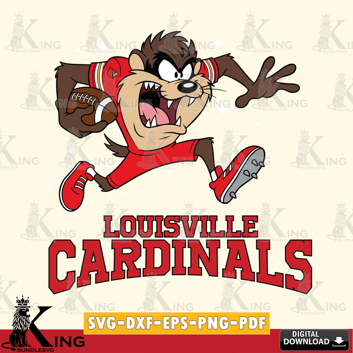 Louisville Cardinals Angry Taz Football SVG file, Cut file  , Digital Download , Instant Download, Taz svg, NCAA svg