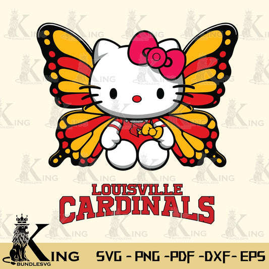 Louisville Cardinals Butterfly Kitty Delight Svg Eps Dxf Png File, Digital Download
