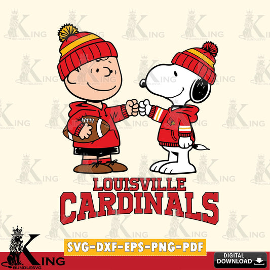 Louisville Cardinals CharlieBrown Football Fist Bump SVG, Cricut, Cut file  , Digital Download , Instant Download, Peanuts svg, NCAA svg, Football svg, Sport svg