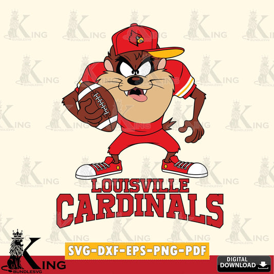 Louisville Cardinals Đồng phục bóng đá Taz SVG file, Cut file  , Digital Download , Instant Download, Taz svg, NCAA svg