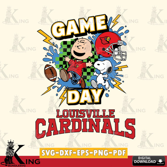 Louisville Cardinals Game Day Peanuts SVG, Cricut, Cut file  , Digital Download , Instant Download, Peanuts svg, NCAA svg, Football svg, Sport svg