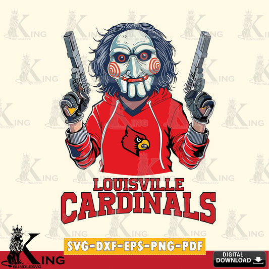 Detailed illustration of Louisville Cardinals Jigsaw Billy Football, a digital file for silhouette cameo and cricut projects