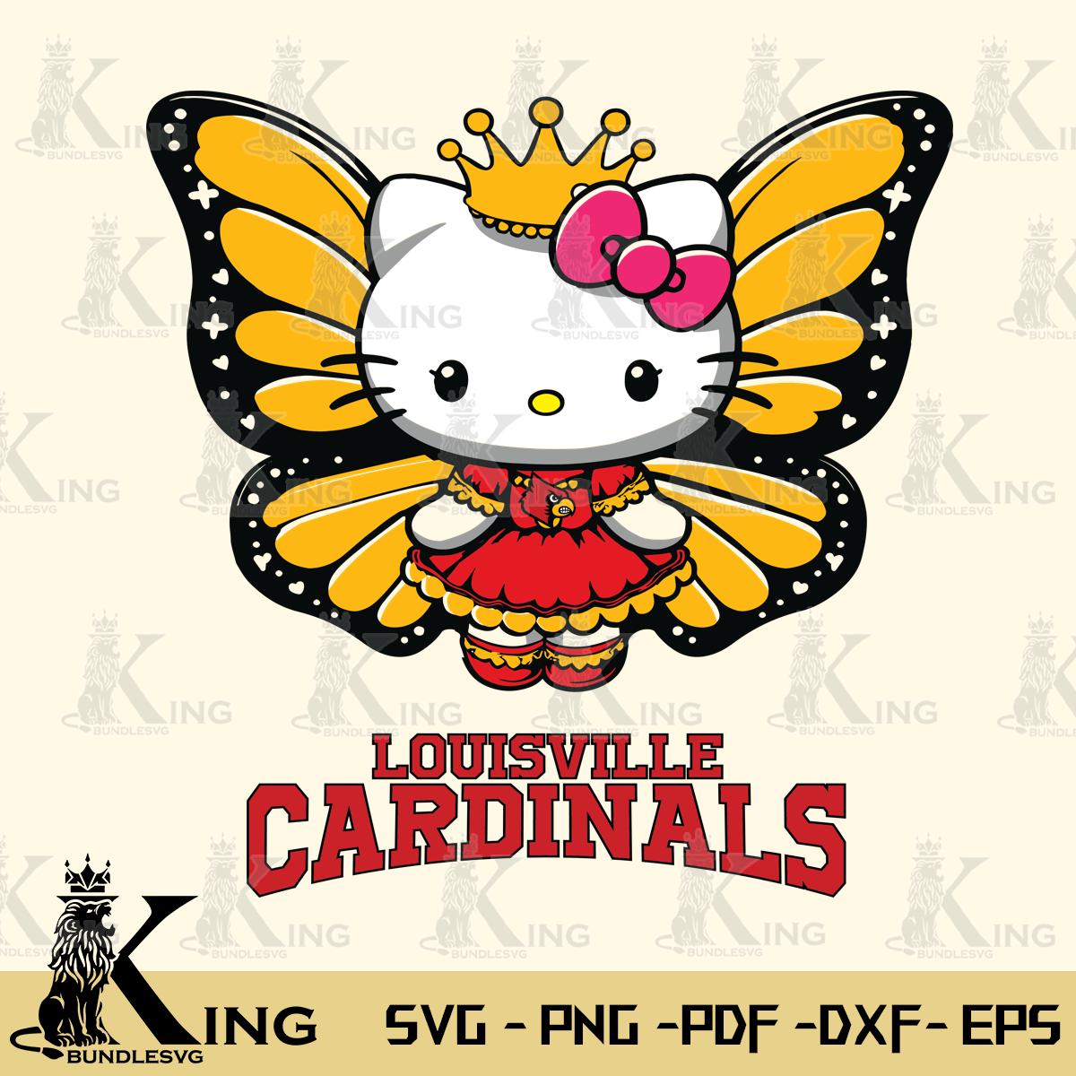 Louisville Cardinals Kitty Wings & Flowers Svg Eps Dxf Png File, Digital Download