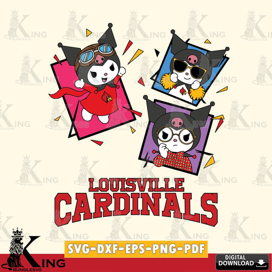 Louisville Cardinals Kuromi Action Football SVG file, Cricut, Cut file  , Digital Download , Instant Download, Sanrio svg, Clipart