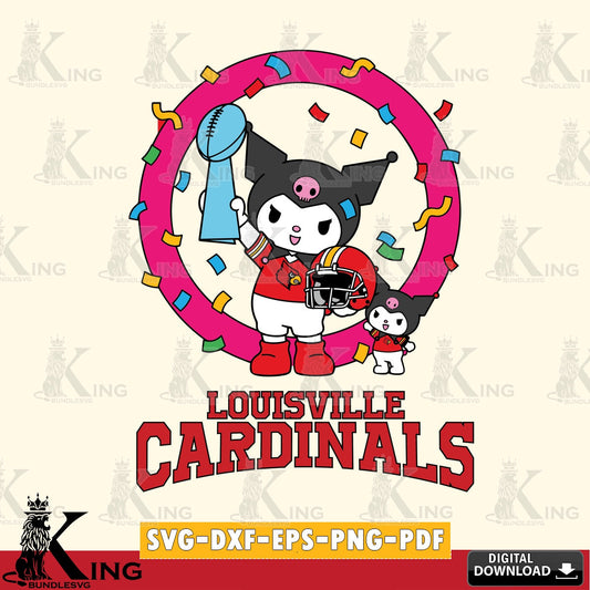 Louisville Cardinals Kuromi Football Champion SVG file, Cricut, Cut file  , Digital Download , Instant Download, Sanrio svg, Clipart