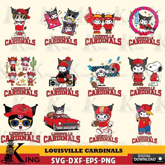 Louisville Cardinals Kuromi Football Jersey NCAA Bundle SVG file, Cricut, Cut file  , Digital Download , Instant Download, Sanrio svg, Clipart