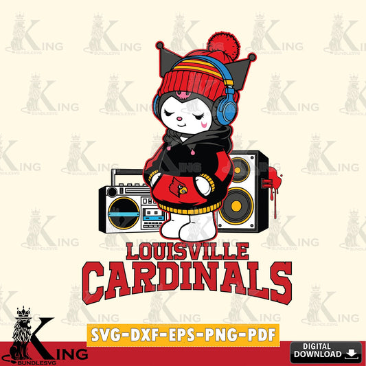 Louisville Cardinals Kuromi Football Music SVG file, Cricut, Cut file  , Digital Download , Instant Download, Sanrio svg, Clipart