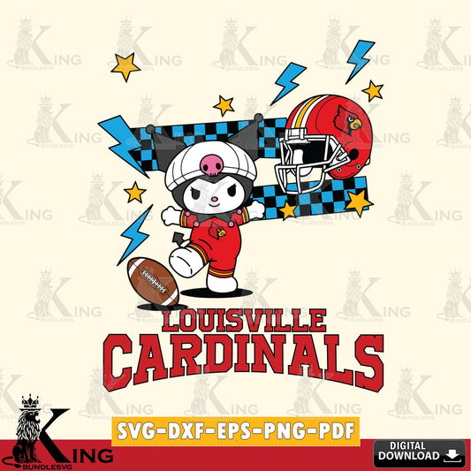 Louisville Cardinals Kuromi Game Day SVG file, Cricut, Cut file  , Digital Download , Instant Download, Sanrio svg, Clipart