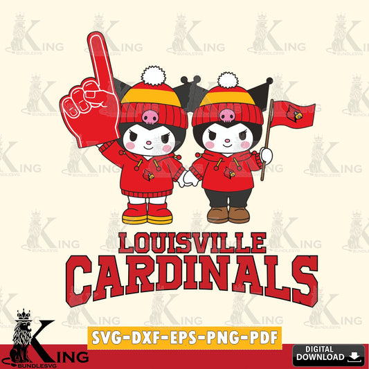 Louisville Cardinals Kuromi rugby Fan SVG file, Cricut, Cut file  , Digital Download , Instant Download, Sanrio svg, Clipart